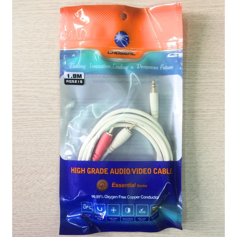 Cáp Audio 1 ra 2 chuẩn 3.5mm dài 1,8m