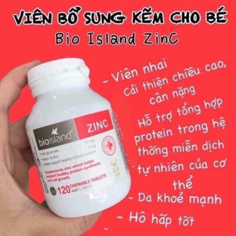 [Hàng Chính Hãng] Kẽm ZinC Bio island 120v cho bé từ 1 tuổi