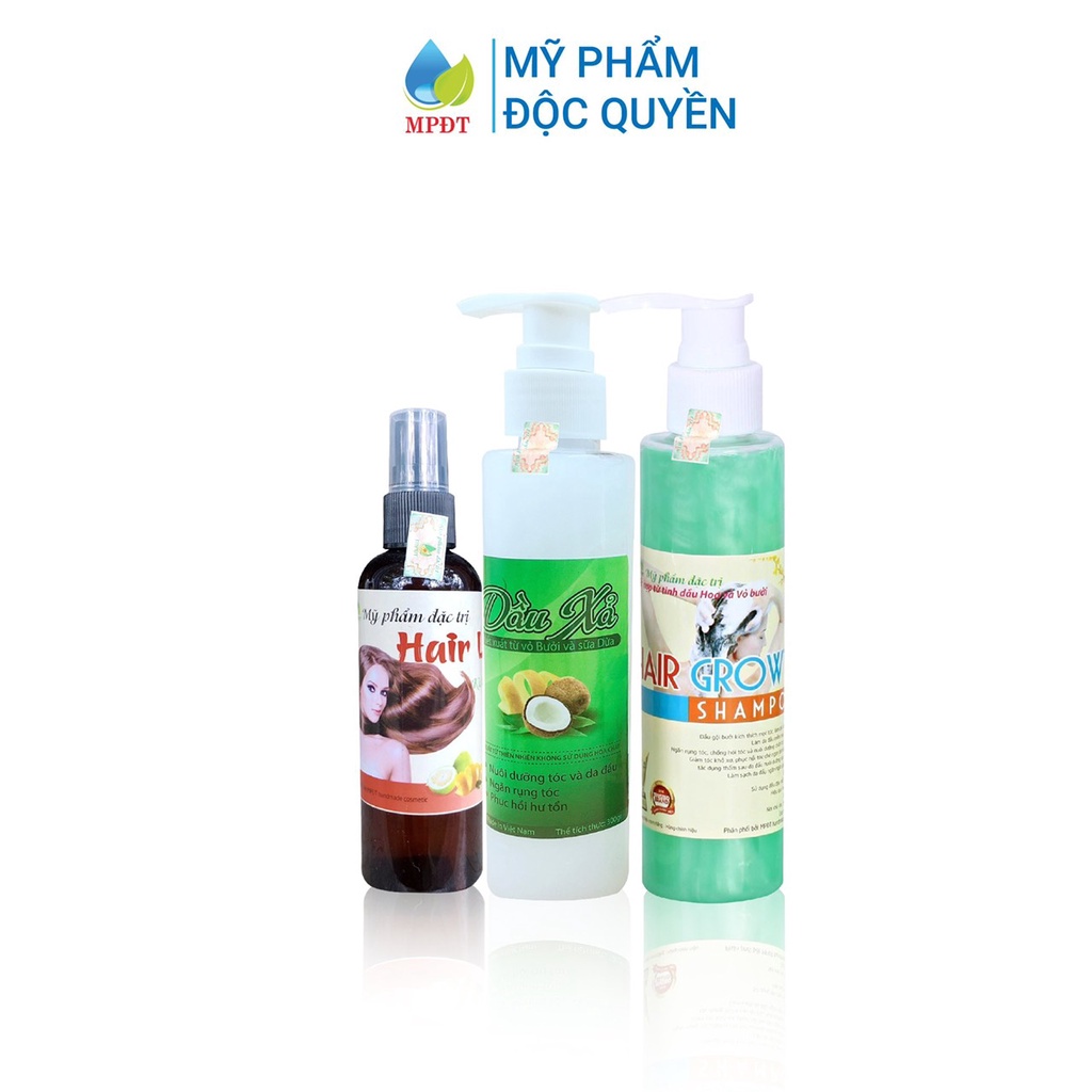 Bộ 3 Chăm Sóc Tóc Gội Xả Xịt Tinh Dầu Bưởi Ngăn Rụng Tóc Kích Mọc Tóc