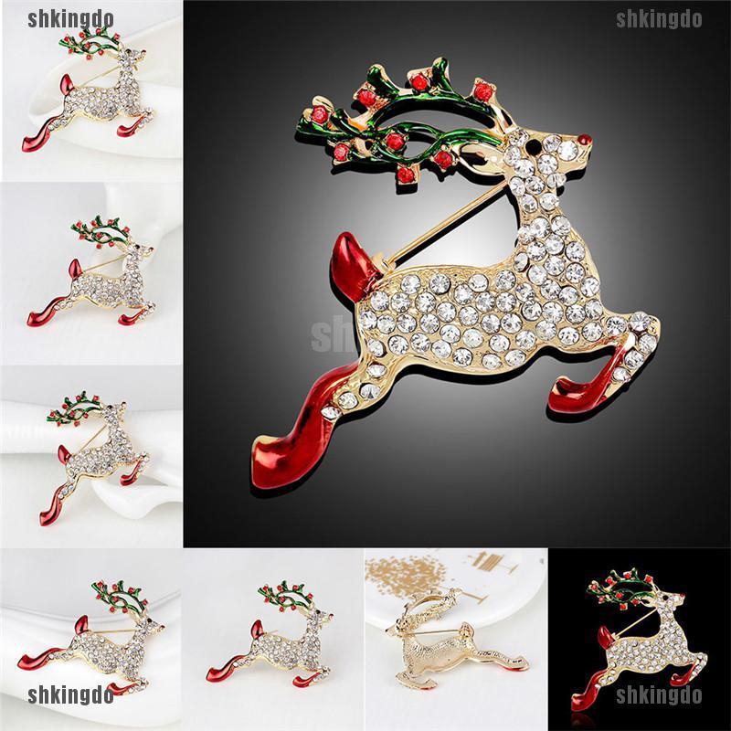 Trâm cài áo trang trí hình tuần lộc giáng sinh đính đá độc đáo