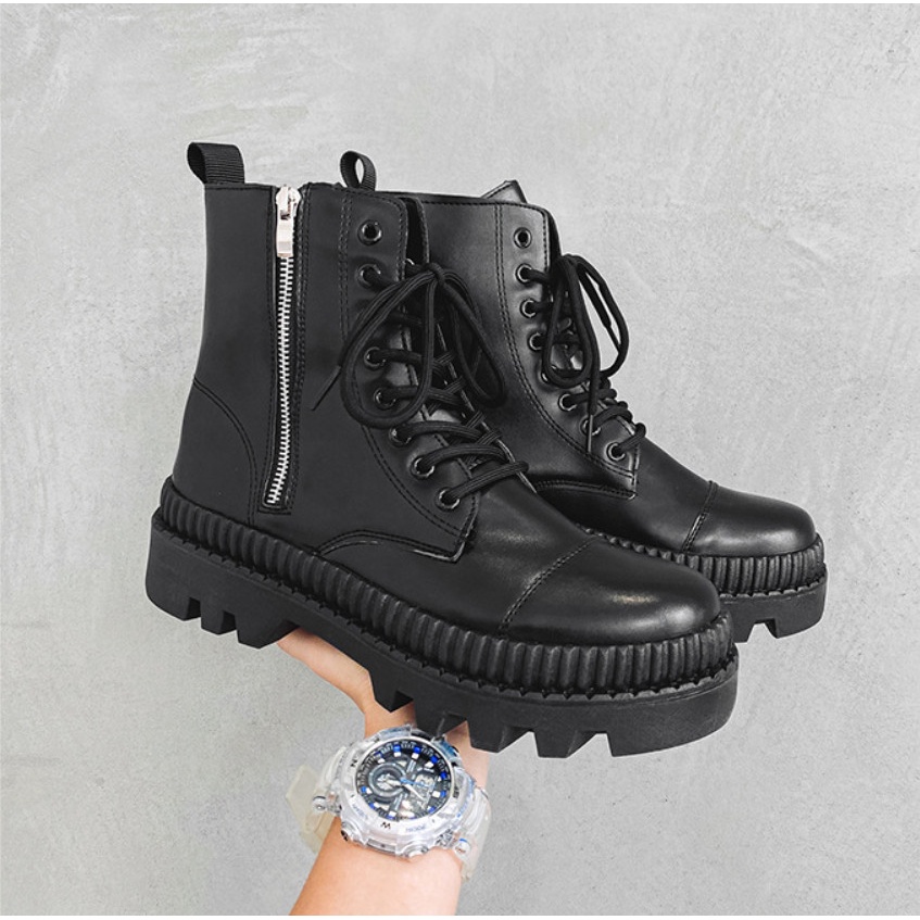 Giày nam cao cổ, boot cổ cao, bốt nam tăng chiều cao 6,5 cm Zip New