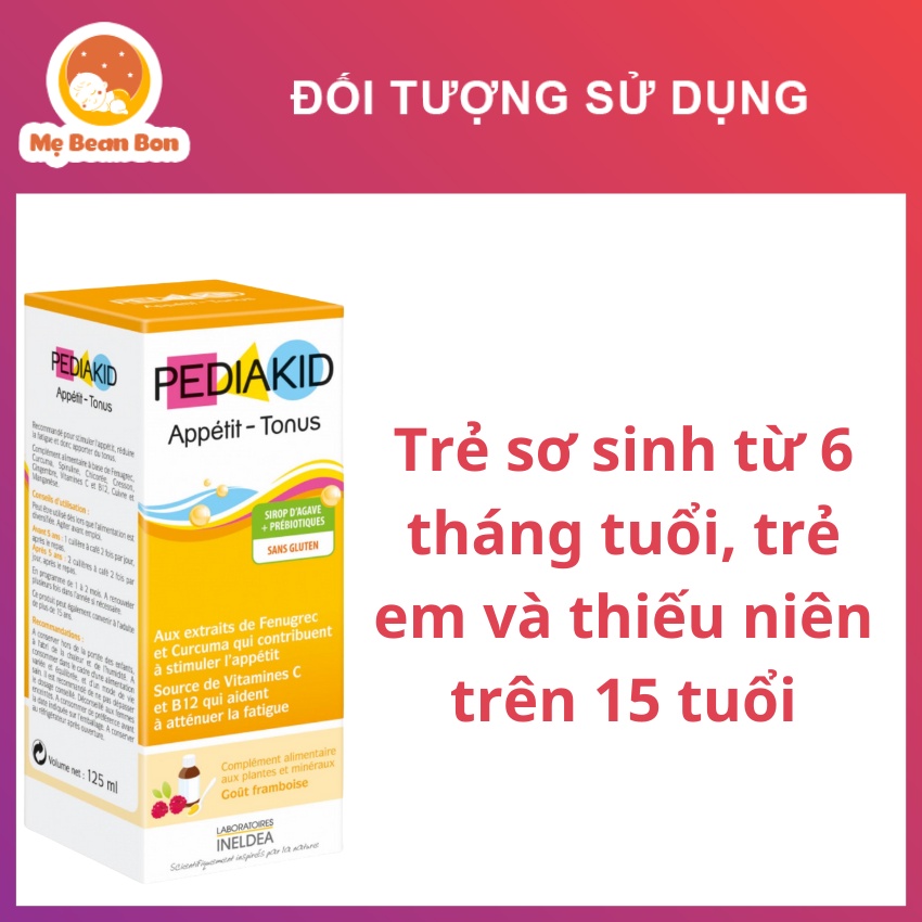 Vitamin cho bé Pediakid Appétit Tonus Pháp 125ml giúp bé ăn ngon cho trẻ 6 tháng tuổi trở lên hay biếng ăn - mẹ bean bon