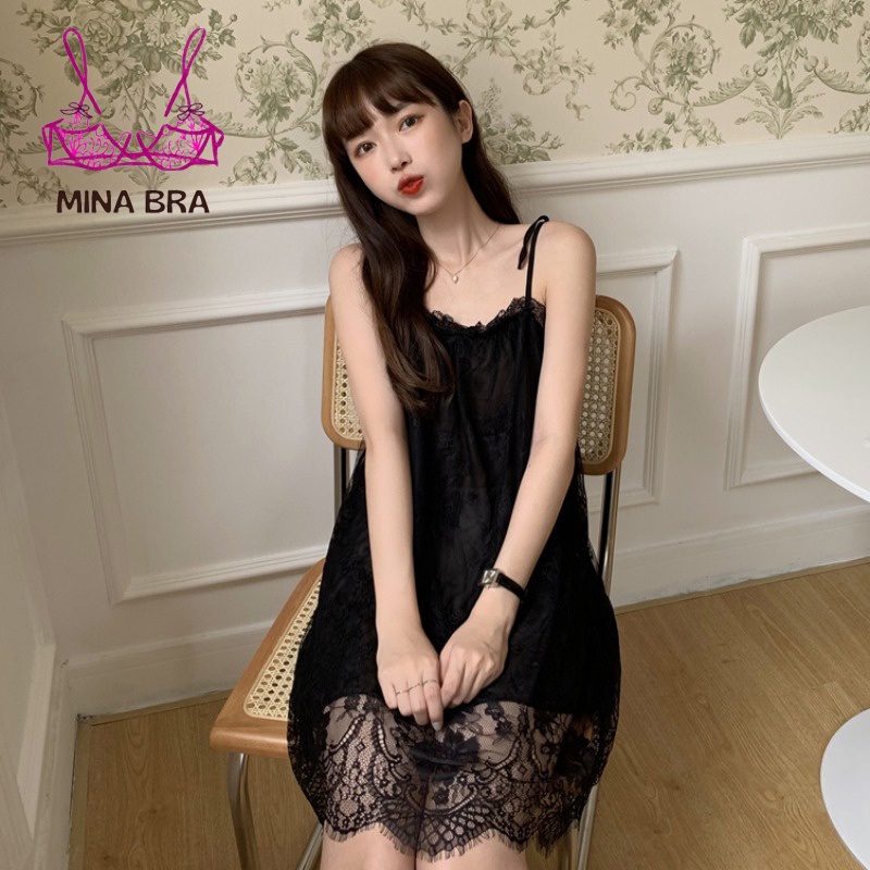 Váy Ngủ Đẹp Dễ Thương Thời Trang MINABRA Đầm Ngủ Công Chúa Phối Ren Mềm Mại, Thoải Mái KL02 | BigBuy360 - bigbuy360.vn