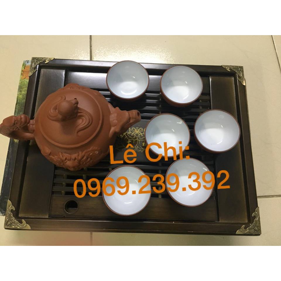 Bộ ấm chén gốm kèm khay cực đẹp