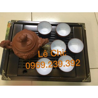 Bộ ấm chén gốm kèm khay cực đẹp