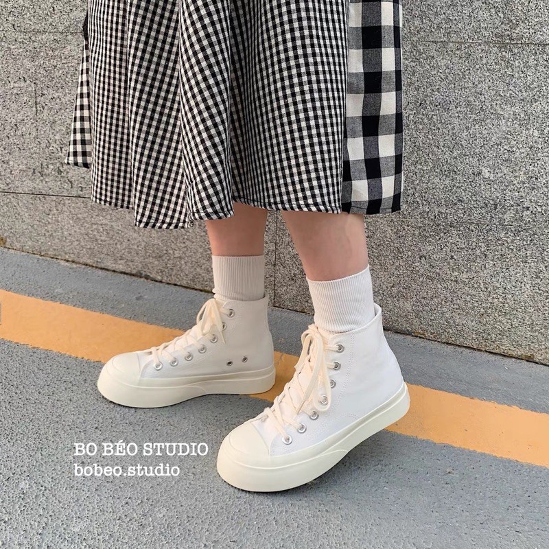 (HÀNG CÓ SẴN - GIAO NGAY) RETRO CANVAS SHOES - GIÀY ULZZANG SNEAER CỔ CAO PHONG CÁCH RETRO 2 MÀU