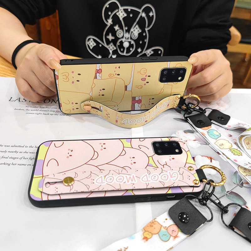 Ốp Điện Thoại Mềm In Hình Hoa Có Giá Đỡ Và Dây Đeo Cho Samsung Galaxy A31/SM-A315