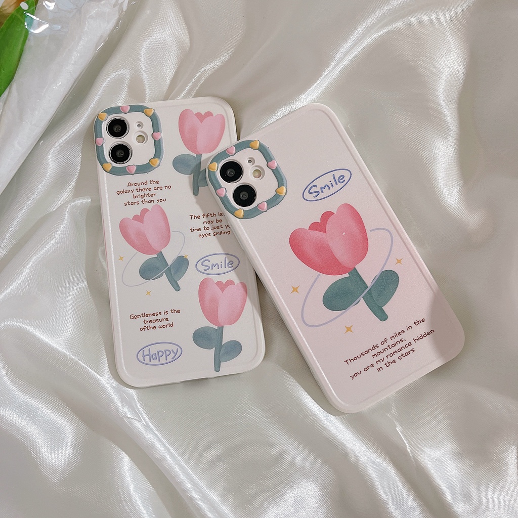 Ốp Điện Thoại TPU Silicon Chống Rơi Họa Tiết Hoa Tulip Cho iphone 13 12 mini 11 Pro Max XS Max X XR 8 7 Plus