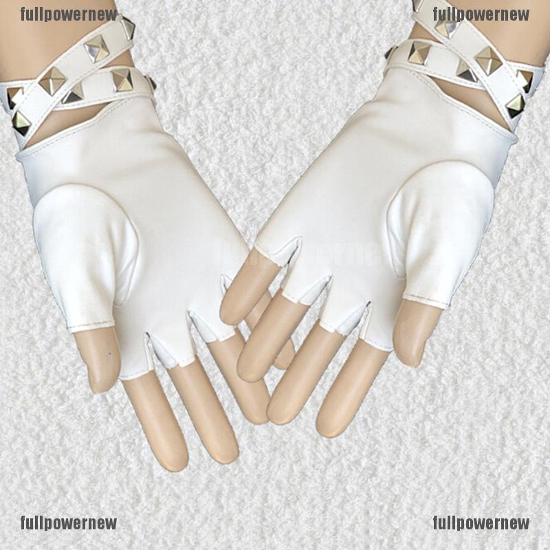 ❤❤Găng Tay Da Hở Ngón Đính Đinh Tán Phong Cách Halloween