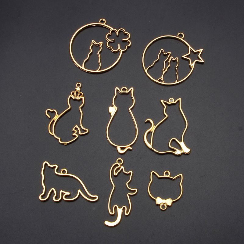 9 Khuôn kim loại làm trang sức từ nhựa resin kiểu dáng mèo con