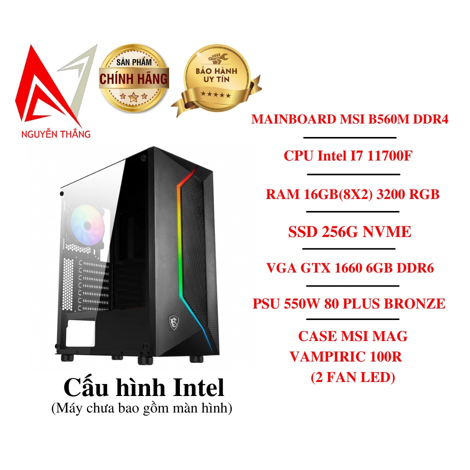 Thùng PC GAMING NTC VIP2 ( B560 - I7 11700F - 16G - RTX2060 6gb )