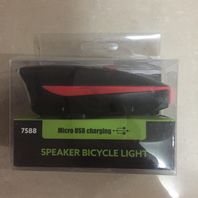 Đèn xe đạp pin xạc + còi ( shop ship mầu ngẫu nhiên )