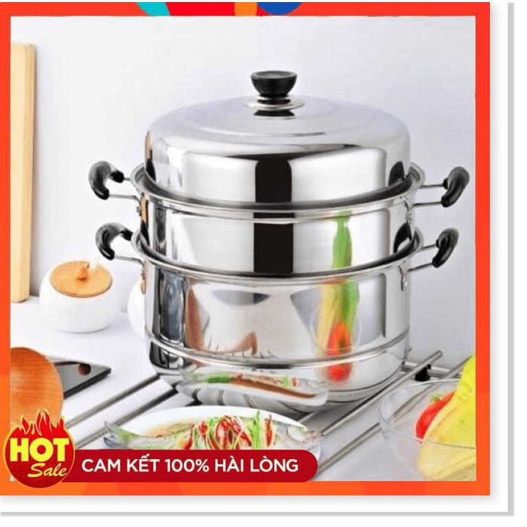 Nồi hấp inox 3  tầng hiện đại kích thước lớn, có thể sử dụng trên mọi loại bếp . [HÀNG LOẠI 1]