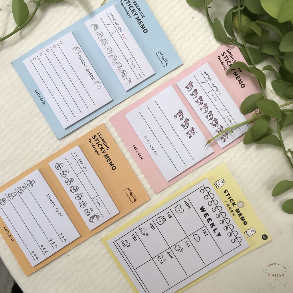 Giấy note ghi chú 2 phần todo, checklist, lên kế hoạch dễ thương cute màu pastel