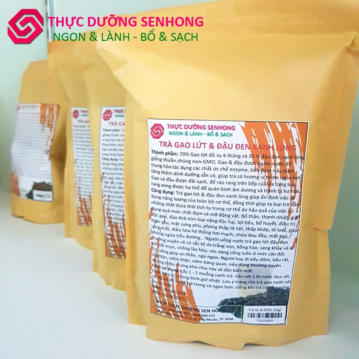 Trà gạo lứt Đậu đen xanh lòng (1kg) Rang củi theo phương pháp thực dưỡng Ohsawa