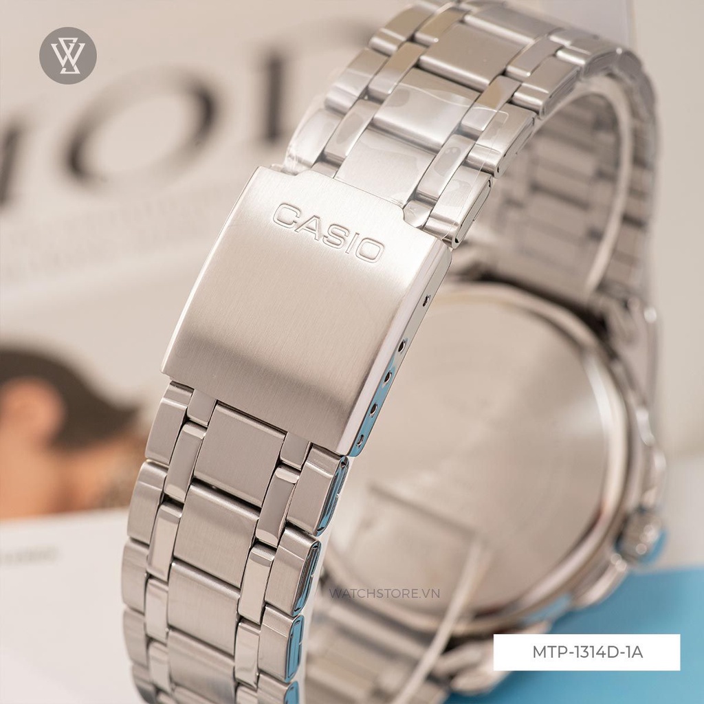 Đồng Hồ Quartz Nam Casio WATCHSTORE MTP-1314D-1AVDF Thiết Kế Mặt Kính Khoáng 45mm, Dây Kim Loại, Vỏ Thép Không Gỉ