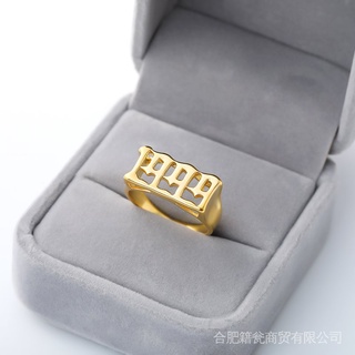 Nhẫn đeo tay khắc số ngày sinh nhật bằng thép không gỉ màu sắc đa dạng dành cho nam và nữ