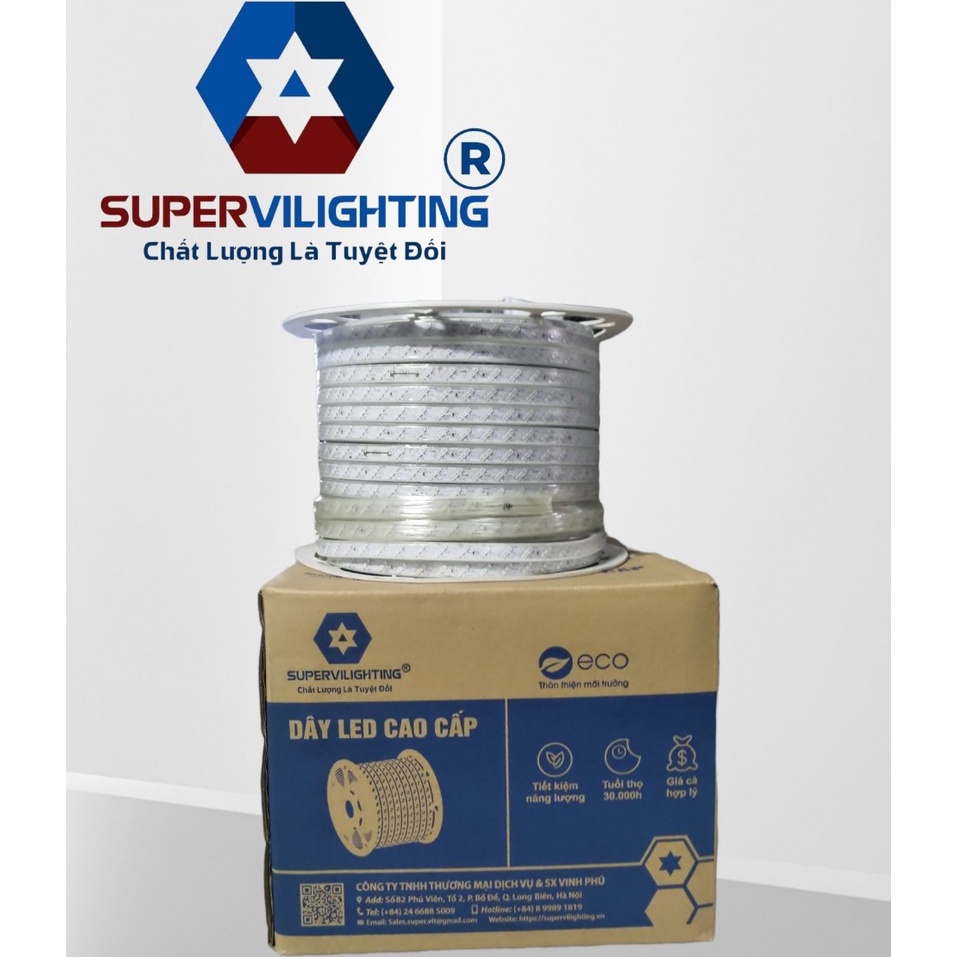 Led dây SuperVilighting, MS LEDD-SUP-2H-3H,120 bóng, CS 9-15w/m, mắt led 2 hàng - 3 hàng, Bảo hành 24 tháng