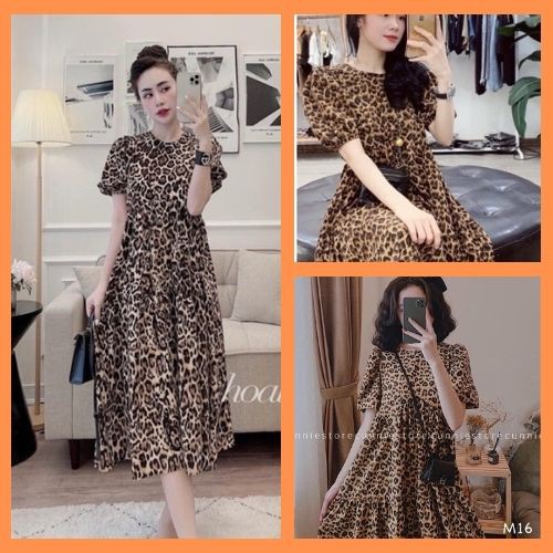 ( QUÀ TẶNG LÀ 1 GÓI SỮA TẮM ) Váy nữ 🍀Đầm babydoll họa tiết da beo vintage cực xinh ,dáng xòe ulzzang phong cách hànquốc