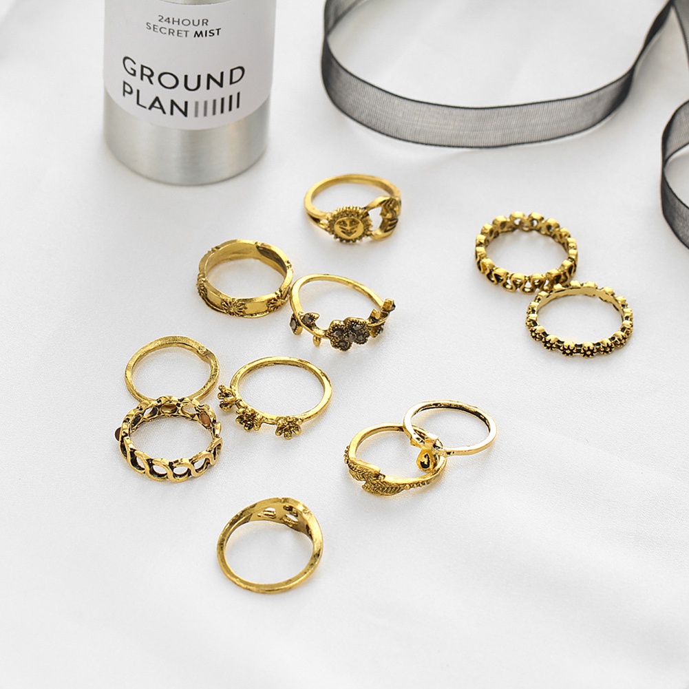 (Hàng Có Sẵn) Bộ 11 Nhẫn Đeo Giữa Ngón Tay Phong Cách Bohemian