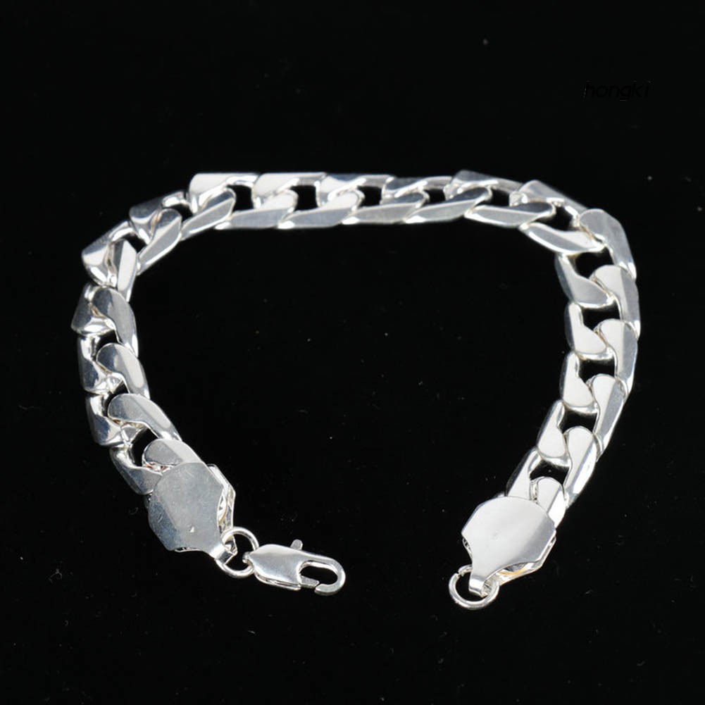 Vòng đeo tay mạ bạc phối khóa vuông thời trang cho nam