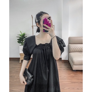 Đầm cổ vuông meadowdesign dáng suông màu đen