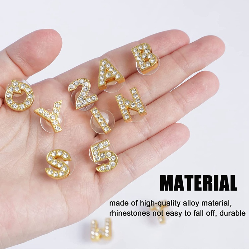 1 Phụ Kiện Hình Chữ Cái Alphabet Bằng Kim Loại Đính Đá Trang Trí Giày Dép Cho Nữ