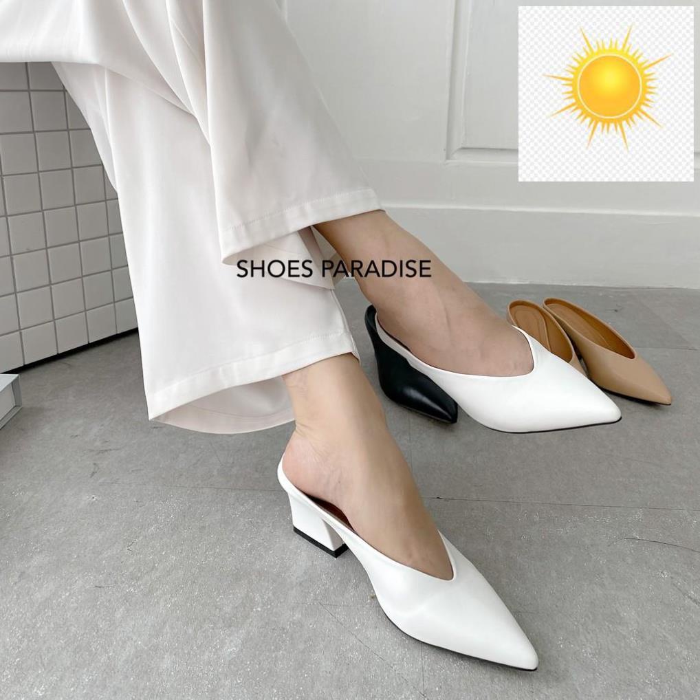 Giày cao gót sục bít mũi đế vuông nữ 5p mũi nhọn 5 phân Shoes Paradise GNX
