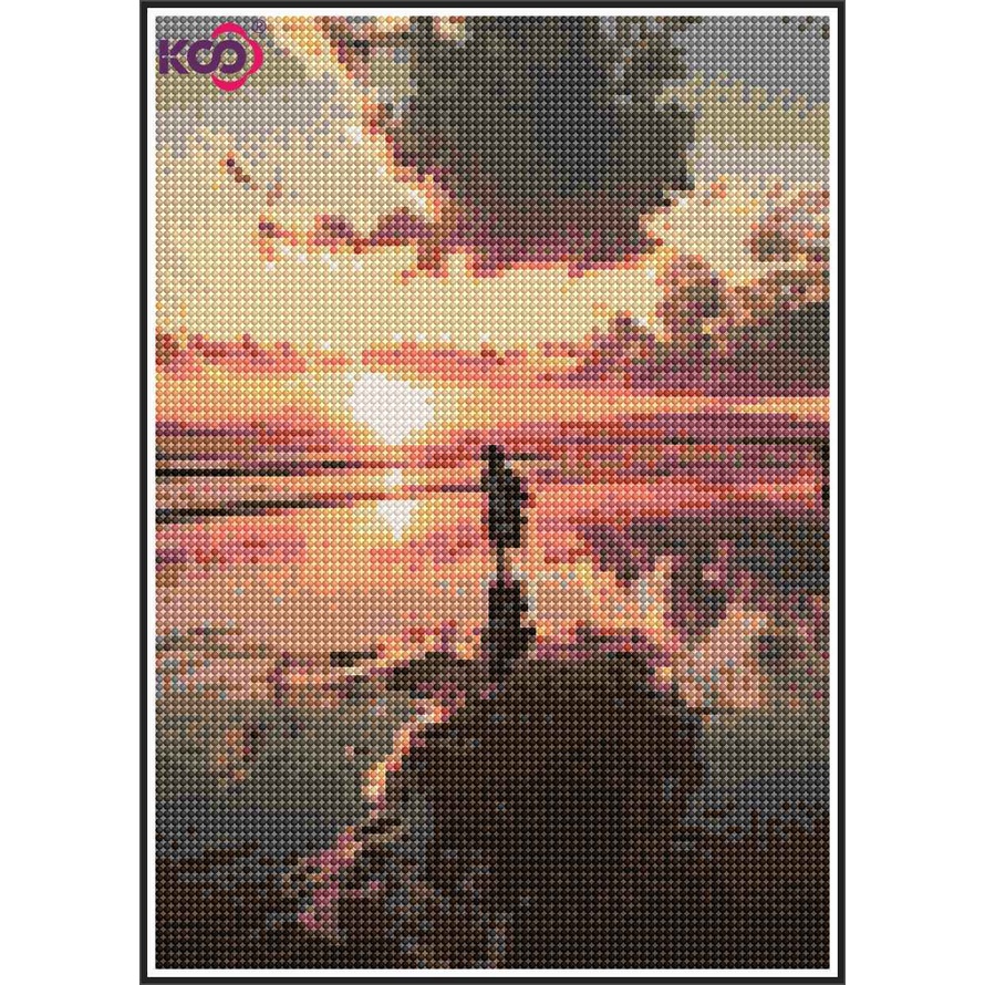 Set tranh đính đá 5D tự làm 30x40cm hình bình minh nhiều kiểu tùy chọn