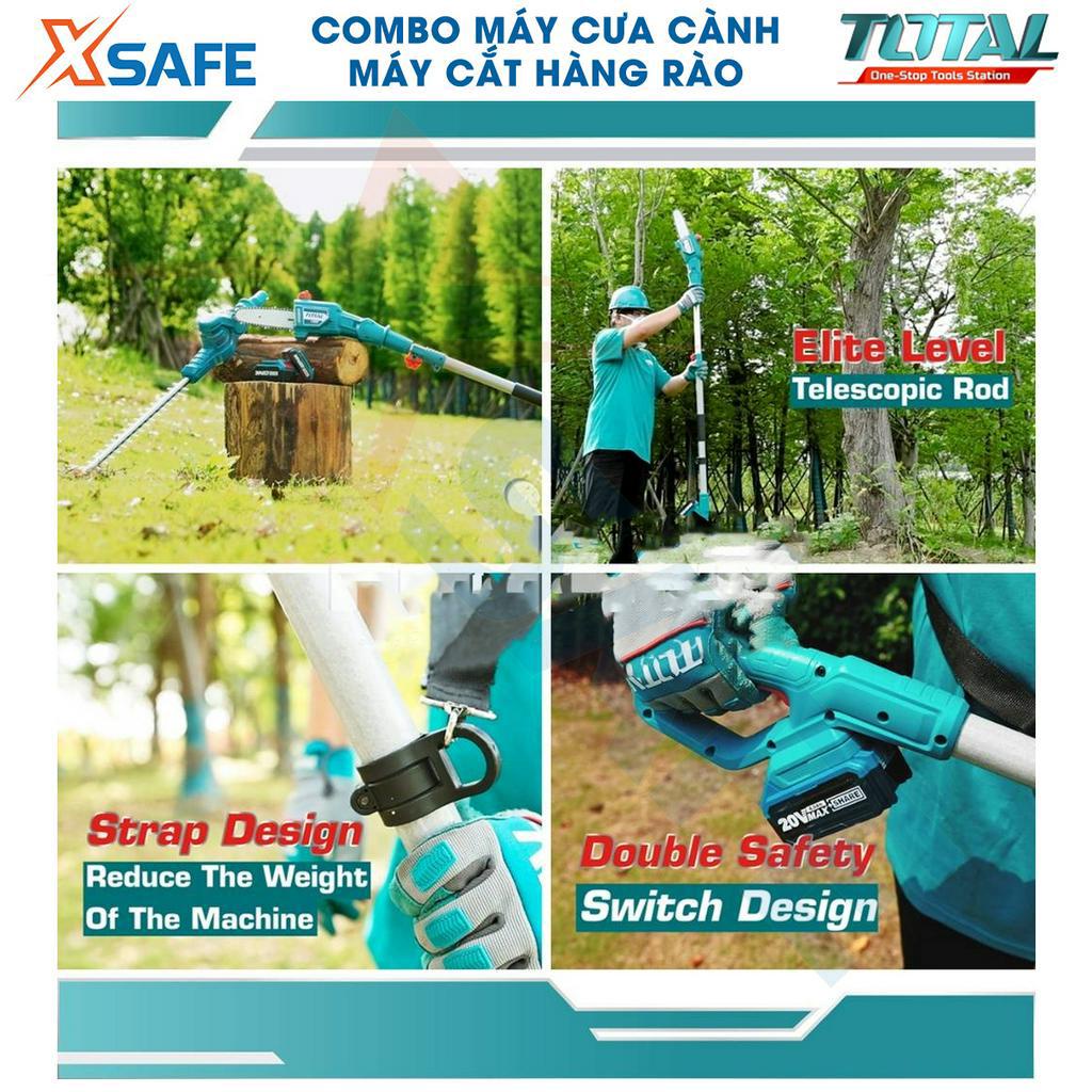 Combo máy cưa cành và máy cắt hàng rào TOTAL TPTS201681 dùng pin 20V kèm 1 pin 2.0Ah 1 sạc - TPHT2016012 - TPSLI20081