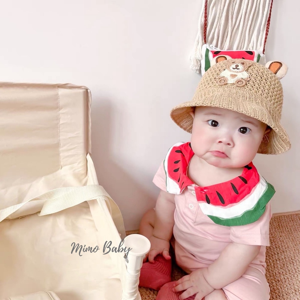 Mũ nón cói tai gấu thoáng khí dễ thương du lịch hè cho bé 6-18m Mimo baby MH113