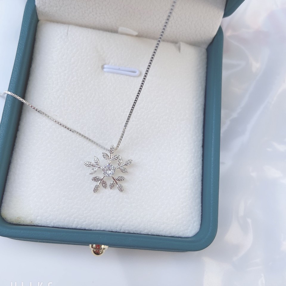 Dây chuyền bạc ta mặt hoa tuyết đính đá Evasilver, vòng cổ bạc ta cực đẹp và sáng bóng