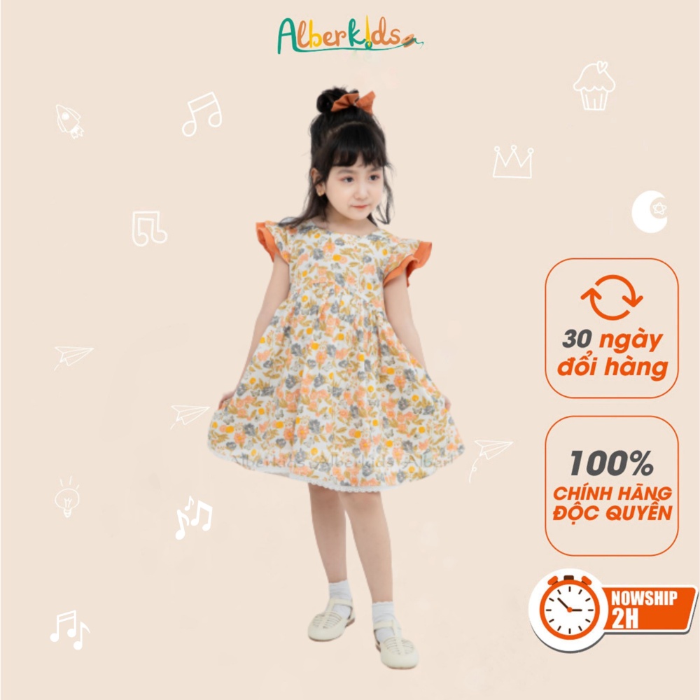 Váy cho bé gái ALBER KIDS sát nách Elisa dress họa tiết hoa to Cho Bé Gái 1-10 Tuổi [V07]