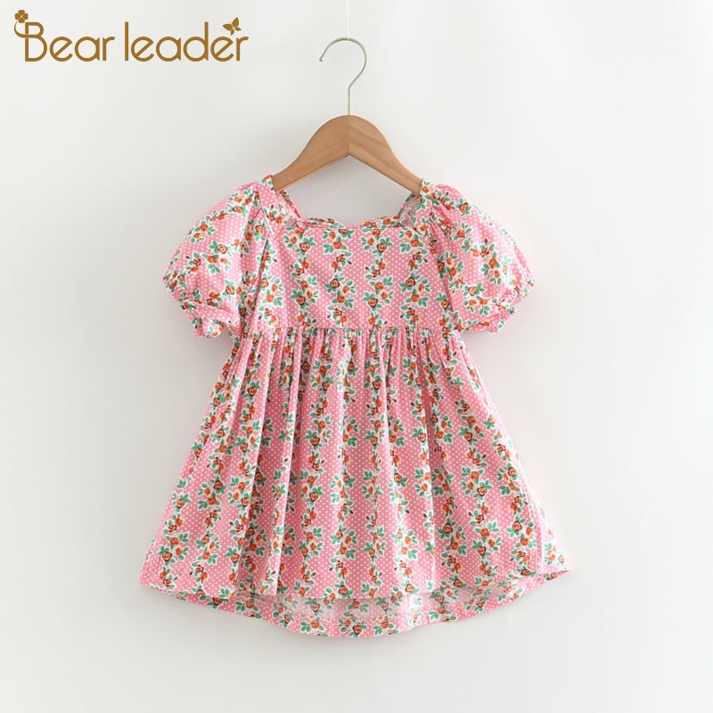 BEAR LEADER Đầm Hoa Phối Nơ Thời Trang Mùa Hè Xinh Xắn Cho Bé Gái