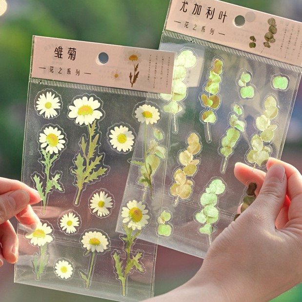 &lt;Video Review&gt; Hình Dán Sticker Cute Hoa Lá Trang Trí Sổ Trang Trí Sổ Tay Mohamm Điện Thoại Vở Khay Đựng Bút M021