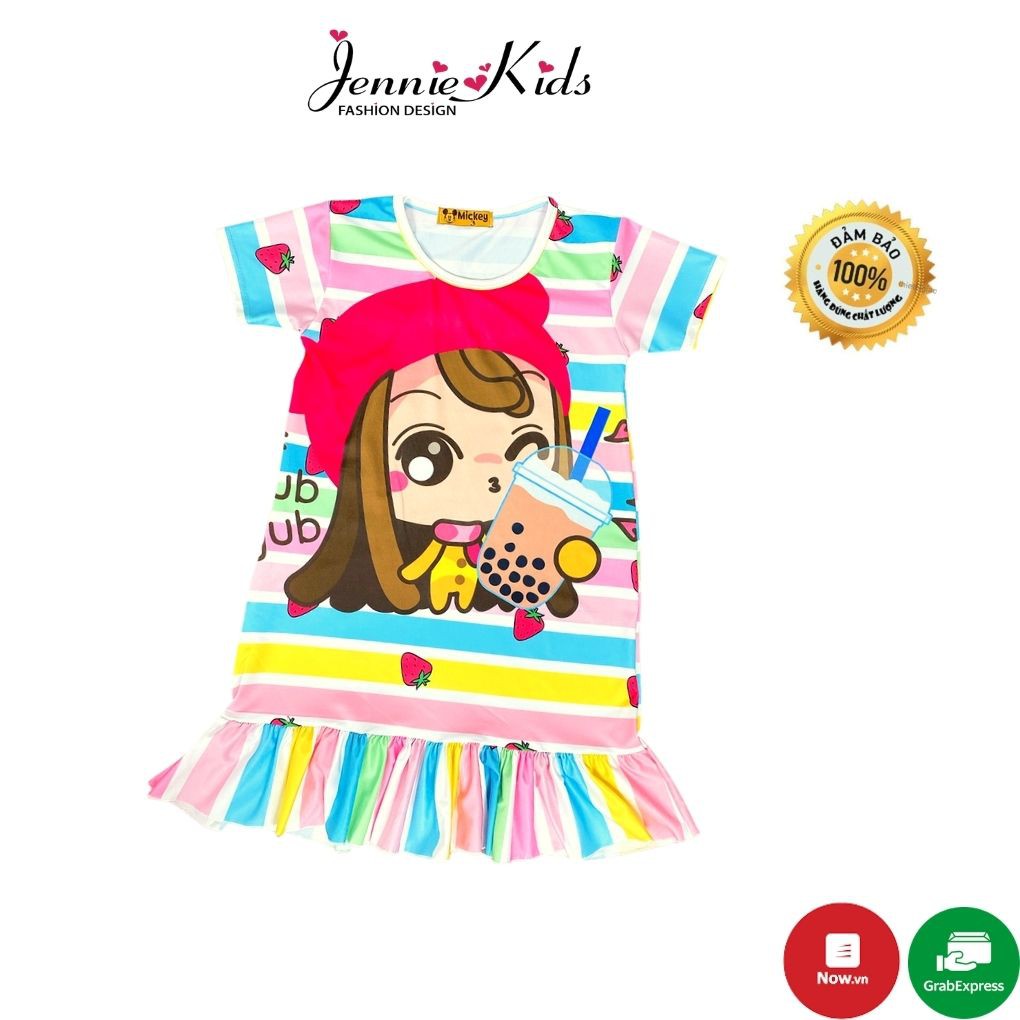 [Mã FAMAYFA2 giảm 10K đơn 50K] Váy đầm bé gái size đại 33-50kg vải 3D cotton Jennie kids thấm hút mồ hôi tốt J405