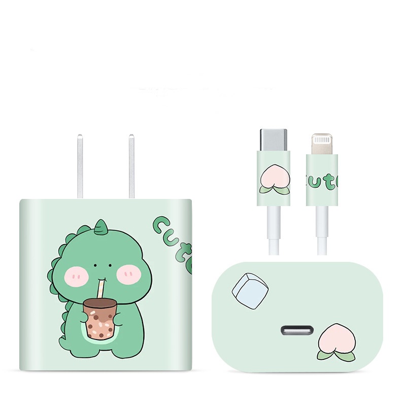 Miếng Dán Cáp Dock Sạc Apple 18/20w Hoạt Hình In Keo 3M Chống Trầy