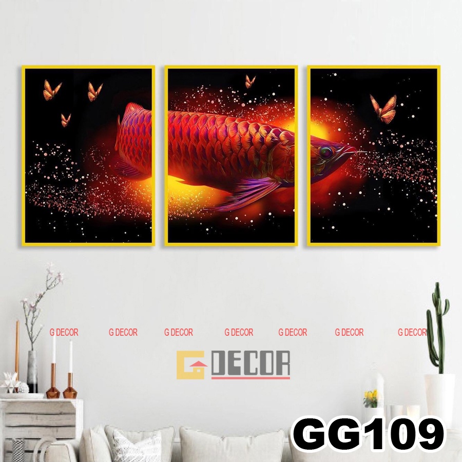 Tranh treo tường canvas khung gỗ 3 bức phong cách hiện đại Bắc Âu tranh con cò trang trí phòng khách phòng ngủ spa 83