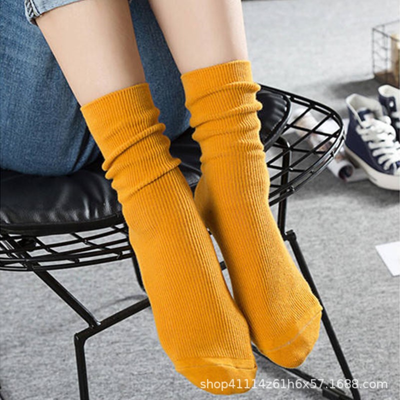 Tất vớ nữ nhún cổ cao cute dễ thương chất len gân tăm bền đẹp phong cách Vintage Hàn Quốc PK14