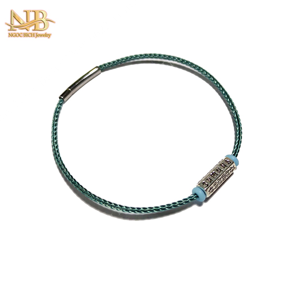 Vòng tay may mắn charm ống trụ khắc chú bình an mix dây cáp bền đẹp