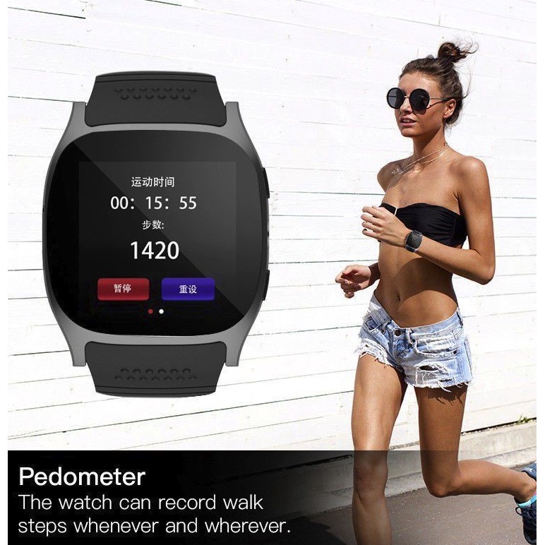 Smart Horloge met Camera Touch Screen T8 Bluetooth Slimme Horloge Ondersteuning SIM en TF card Camer