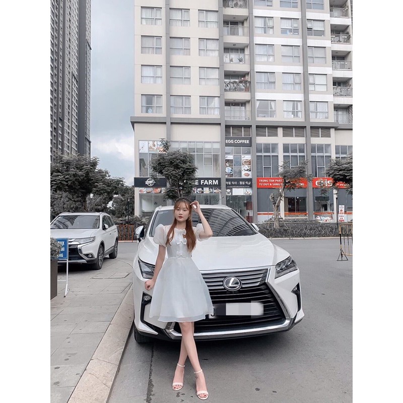Đầm trắng🌷Hình thật🌷Đầm trắng xoè cổ nơ | BigBuy360 - bigbuy360.vn
