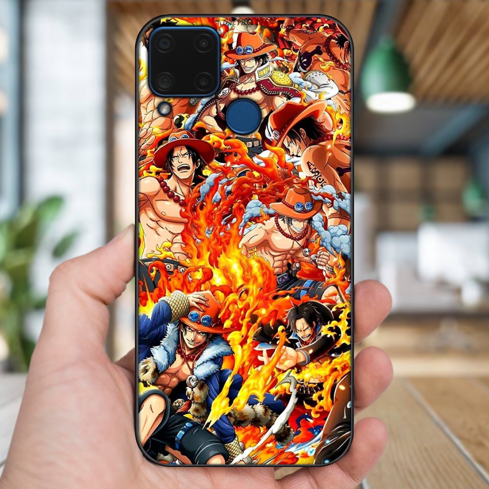 Ốp lưng Realme C15 viền đen in hình Ace One Piece