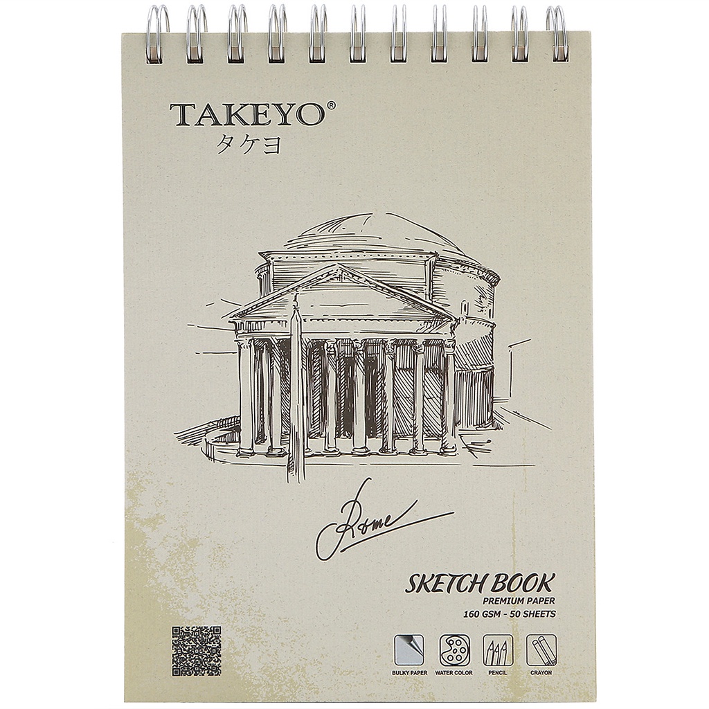 Sổ Vẽ Sketchbook Lò Xo Takeyo 8522 A5 - 50 Tờ - Mẫu Ngẫu Nhiên