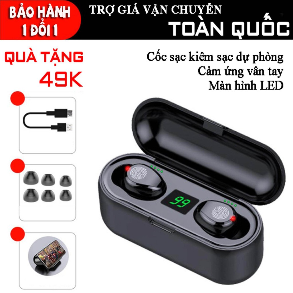 Tặng kèm đồng hồ ZGO Tai Nghe Không Dây True Wireless AMOI F9  Nút Cảm Ứng  Bluetooth 5.0