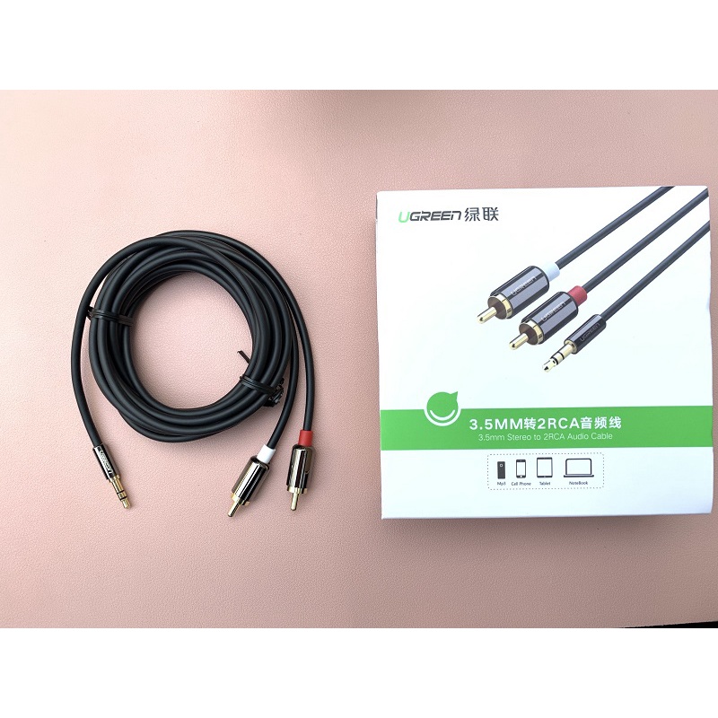 Cáp audio 3.5mm ra 2 đầu RCA UGREEN độ dài tự chọn