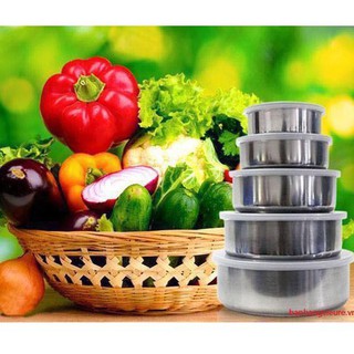 BỘ 5 THỐ INOX CÓ NẮP ĐẬY