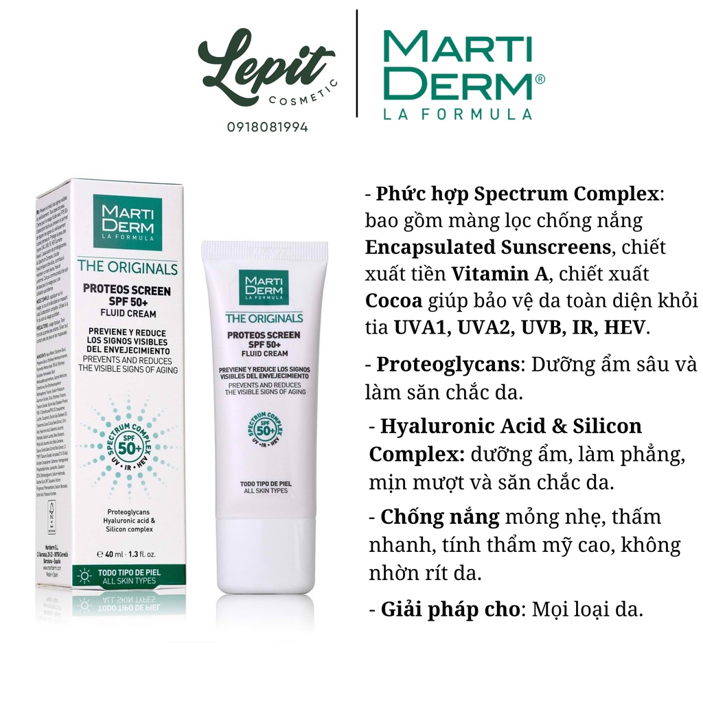 [ Hàng Công Ty ] Kem Chống Nắng Phổ Rộng Martiderm 40ml - Kcn Martiderm