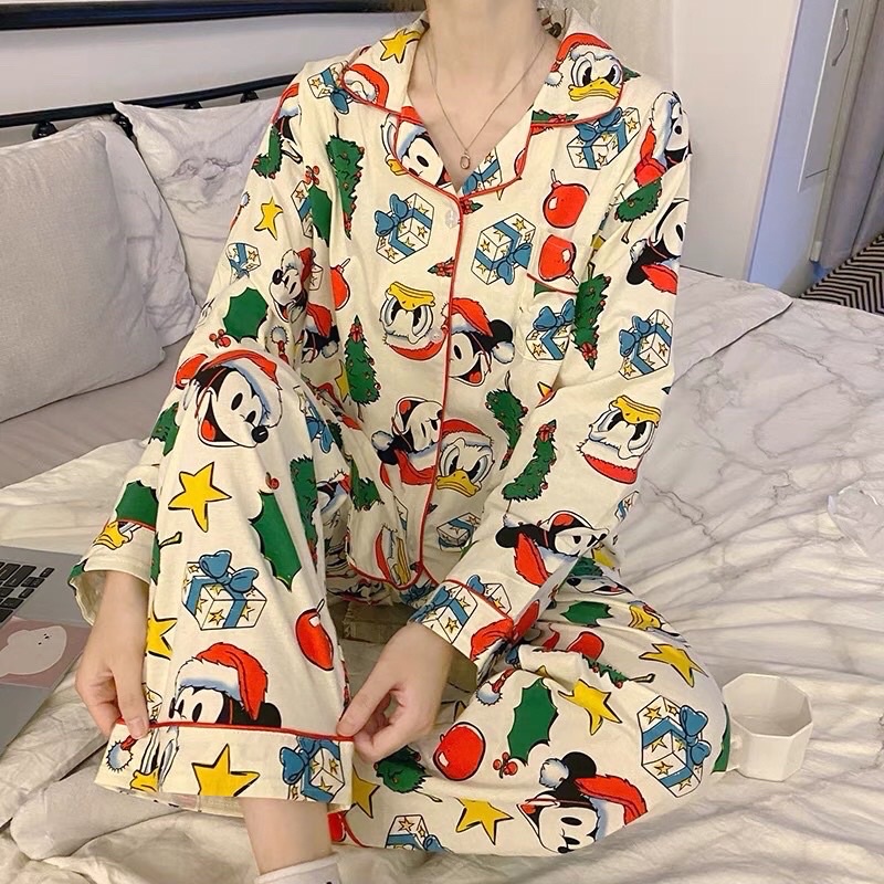 Bộ pijama thu đông tay dài hoạ tiết trẻ trung | BigBuy360 - bigbuy360.vn