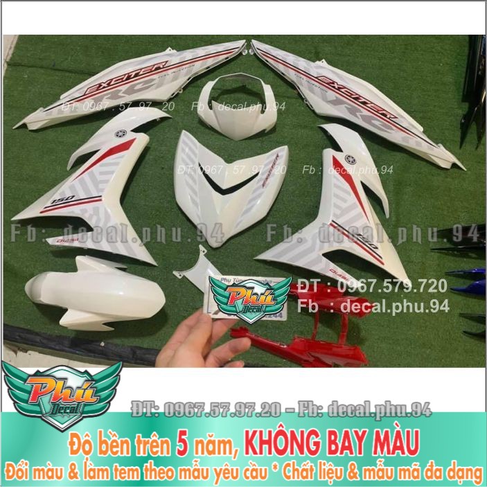 Tem rời Exciter 150 Trắng RC cover UV (X) -1